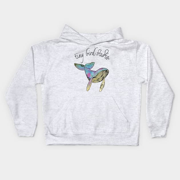 Rainbow Whale Kids Hoodie by Tiny Bird Studio